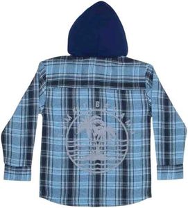 Tommy Bahama Boys Plaid Button Down Hoodie Long Sl