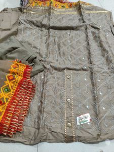 Chanderi Cotton Shining Work Suit