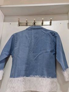 Denim Jacket with Fur Trim