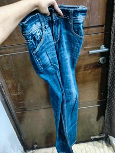 Navy Blue Fitted Jeans