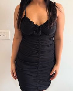 Black Bodycon Draped Dress