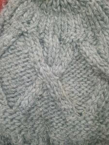 Gray Knit Beanie with Pom