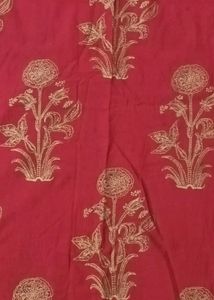 Rayon Golden Printed Plazo Kurti (Red Color)