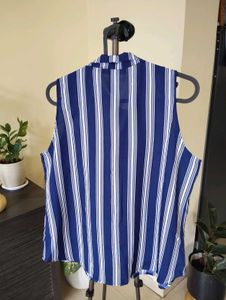 Striped Tie-Neck Sleeveless Top
