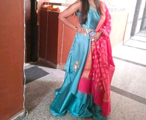 Princess Cut  Designer Padded Gown With Stone
