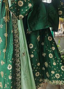 Emerald Green Embroidered Lehenga