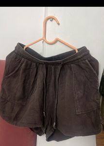 Brown Corduroy Drawstring Shorts