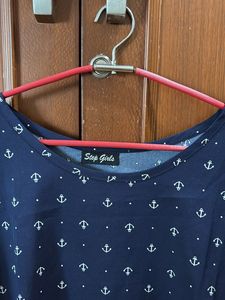 Women Top - Navy Blue Anchor Print