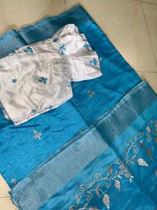 Daily Wear Blue Cotton Linen Saree