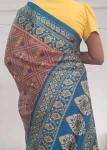 Elegant Blue & Brown Saree
