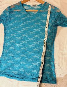 Turquoise Lace Long Sleeve Top
