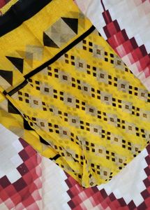 Yellow Printed Saree