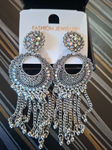 Silver Jhumka Earrings and bracelets
