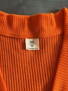 Orange Ribbed Knit Cardigan
