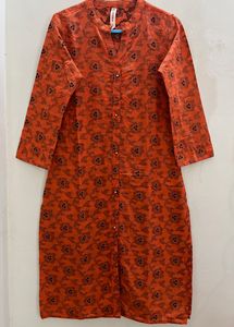 Anouk Orange And Black Embroider Kurti