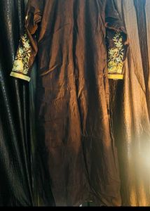 Marron Party Wear Kurta Set With Duppata Matching