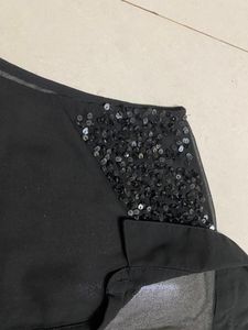 Black Georgette Top- Shoulder Embroidery
