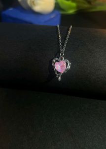 Pink Heart Drip Pendant Necklace