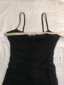 H&amp;M Black Ruched Mini Dress Busy 36