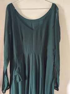 Elegant Green Ethnic Anarkali With Same Colour Dup