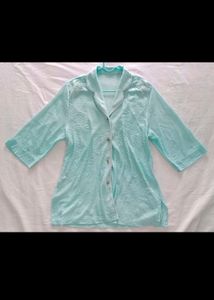 Blue Floral Mesh Top