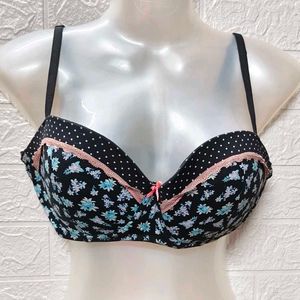 Floral Lace Cotton Blue Bra Size 40