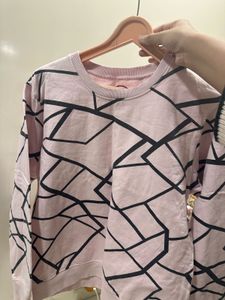 Pink Geometric Print Sweatshirt, Bust-36