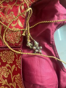 Padded Red Saree Blouse With Golden Work