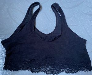 Aerie Black Lace Trim Bralette – Size Large