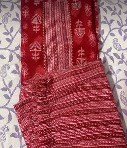 Red Kurti Pant Duppta Set