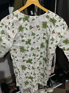Floral Print Vintage Lace Kurti🪷🪷