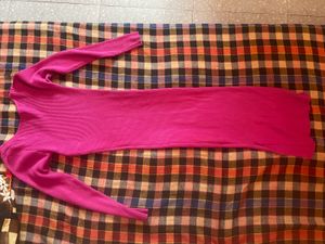 Pink Ribbed Nitted  Bodycon Dress