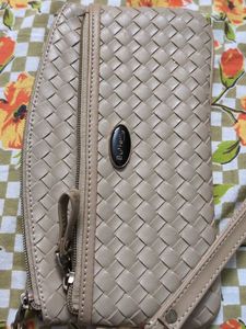 Beige Braided Pouch