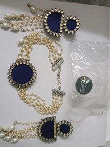 Elegant Pearl &amp; Kundan Jewelry Set