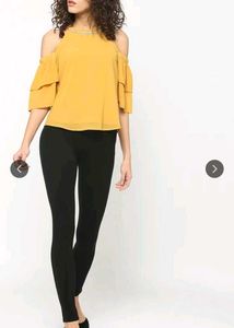 Chic Yellow Cold Shoulder Top