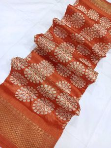 Orange Printed Saree