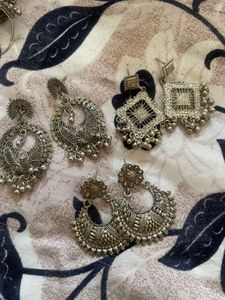 Boho Silver Dangle Earring Set