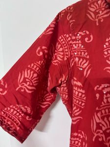 orange Printed Kurta Top