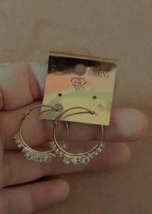 Hoop Earrings Gold And White