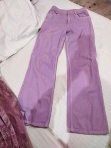 Lavender Wide Leg Denim Jeans