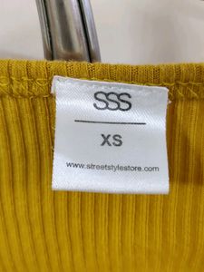 Mustard yellow deep square neck crop top