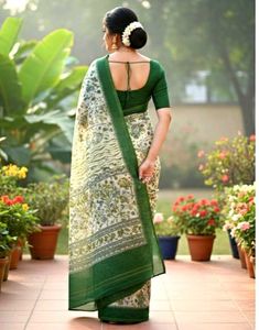 beautiful woman saree ✨✨💚🤍