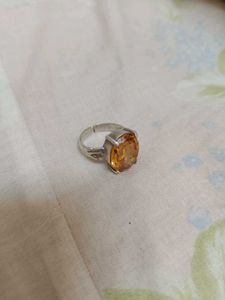 Pure Silver Ring with precious stone