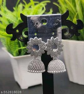Silver Tone Jhumka Earrings