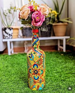 Hand-Painted Bottle Decor