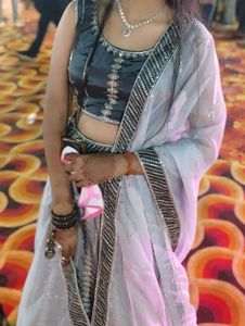 Grey Sequin Lehenga Choli Set
