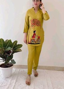 Beautiful Yellow Rayyon Cord Set