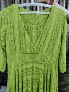 Lime Green Lace Midi Dress