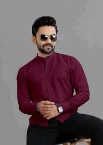 Maroon Mandarin Collar Shirt 10pcs