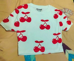 Cute Cherry Print Top